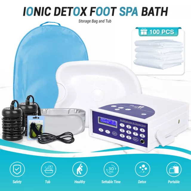 Máquina profesional de desintoxicación de baño de pies iónico para la salud con bolsa de almacenamiento + 100 revestimientos