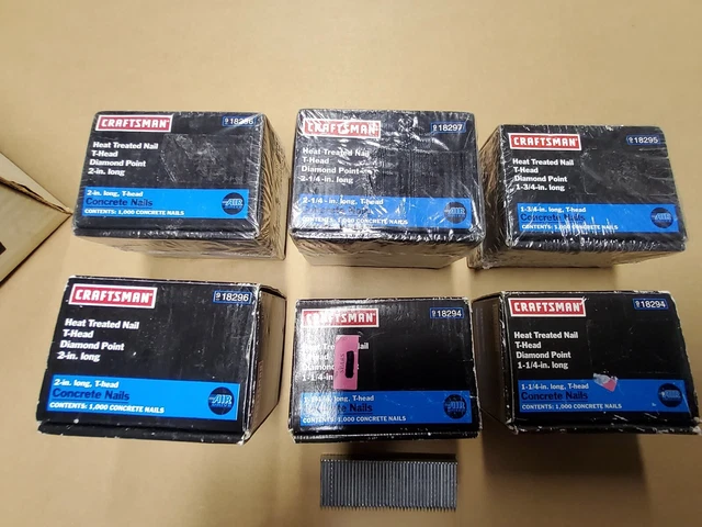Lot -  Craftsman heat treated T-head concrete nails