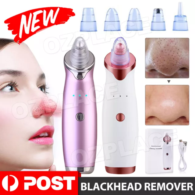 AU Vacuum Blackhead Remover Facial Skin Pore Acne Pimple 5Sucker Cleaner Machine