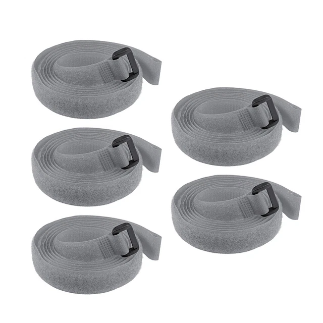 5Pcs Crochet Boucle 3/4 x 59 Pouces Sangles Fixation Réutilisable Câble Gris