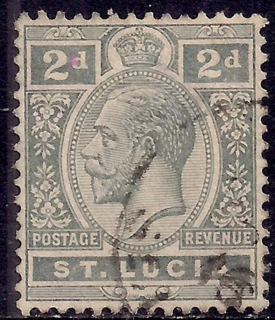 St Lucia 1912 - 21 KGV 2d Grey Used SG 80 ( G1099 )
