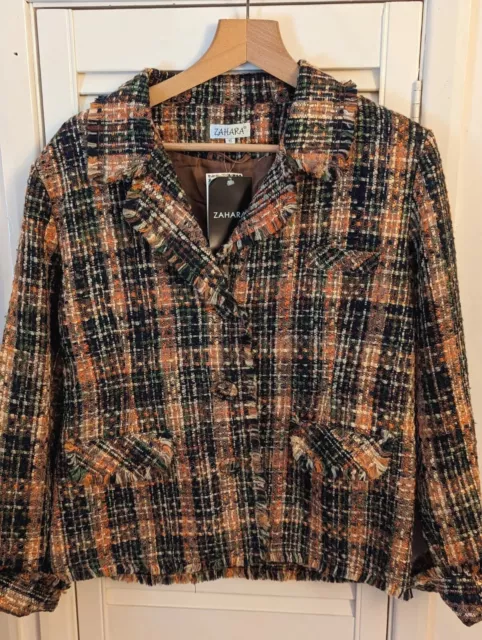 Lovely Ladies Jacket by ZAHARA Size 16 Lined Pockets Multicoloured