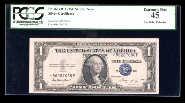 DBR 1935-E Silver STAR Fr. 1614* PCGS 45 Serial *56287688F