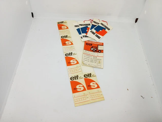 ancien lot 14 étiquettes de vidange ELF Garage huile automobilia old oil can