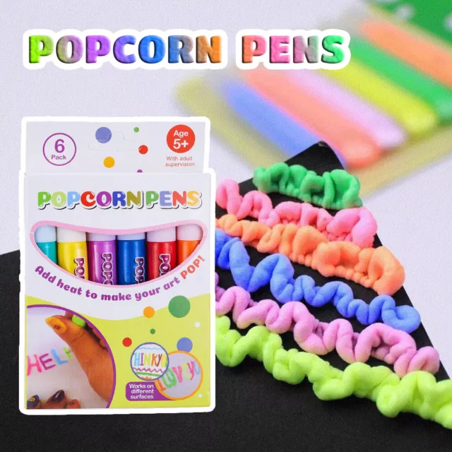 6X Puffy Art Pens Ink Popcorn 3D Printable Magic DIY Bubble Popcorn Drawing  Pens