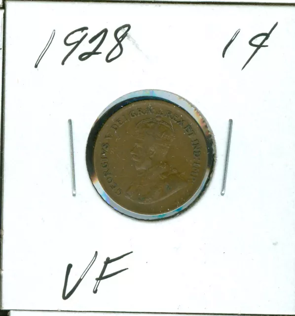 1928 Canada 1 Cent Vf Plus      Shipping Is 90 Cents