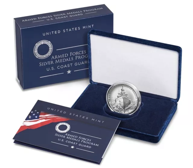 U. S. MINT US COAST GUARD 2.5 OZ ARMED FORCES SILVER MEDAL (S20MB) No Reserve!! U. S. MINT US COAST GUARD 2.5 OZ ARMED FORCES SILVER MEDAL (S20MB) No Reserve!!