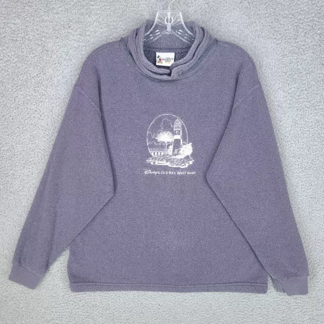 Vintage Walt Disney World Sweater Mens Large Old Key West Resort Purple Mock