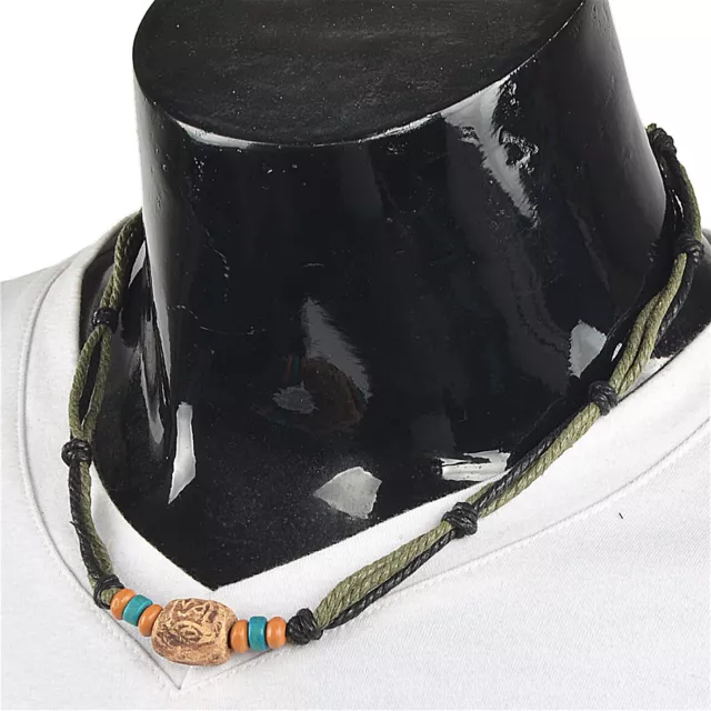 Men's Pendant Bead Surfer Choker Hemp Necklace Stylish Tribal Accessories