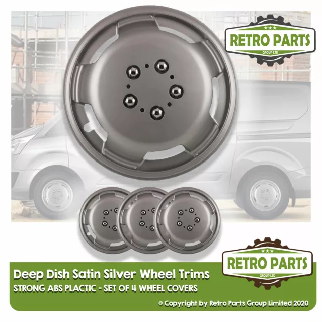 15 inch Satin Silver Deep Dish Van Wheel Trims for Peugeot Vans Hub Caps Covers