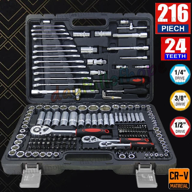 Mr.wintek Steckschlüssel-Set 20-teilig – 1/4 Zoll, Metrisch & SAE, Mit Ratsche & Box