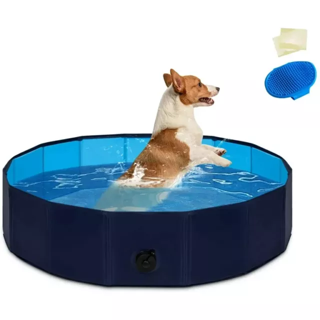 Piscina per Cani Pieghevole Piscina Rigida per Bambini 80x30 120x30 160x30CM 3