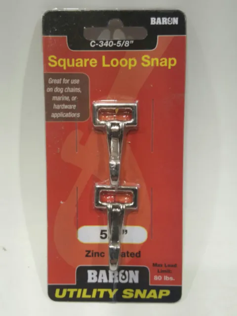 Baron Utility Snap 4C-340-5/8 Zinc Pleated Square Loop Snap 80 lb., NEW