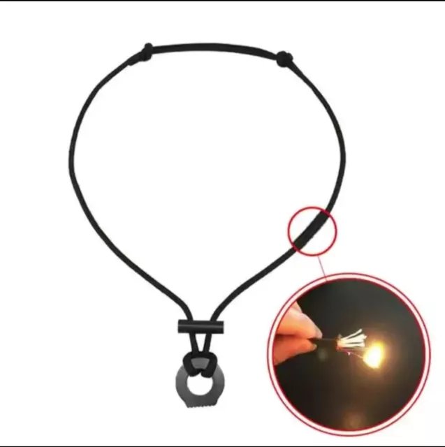 Survival Fire Steel Necklace Flint Steel Ferrorod Paracord Firecord Necklace