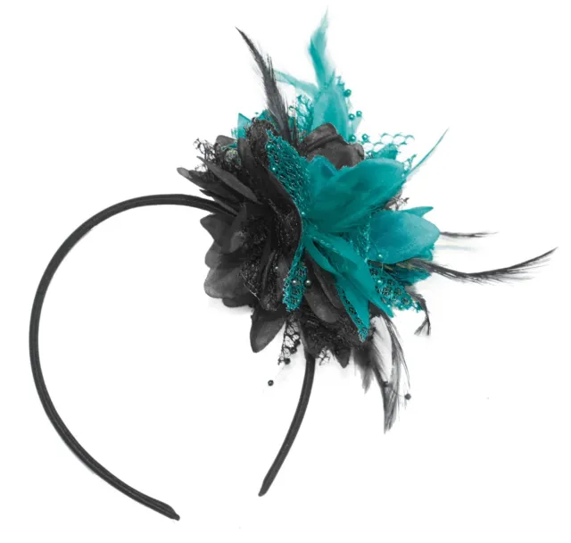 Flower Feather Hair Fascinator on Headband Wedding Royal Ascot Races Bespoke