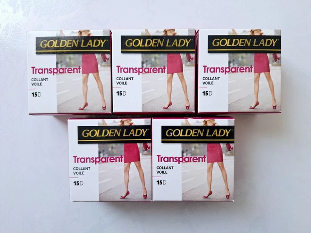 Lot De 5 Collants Voile Golden Lady 15 Deniers - Taille 2-S - Couleur Beige Doré - Neufs Avec étiquette