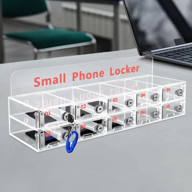 Armario Con Cerradura Para Teléfonos Móviles - 4 Compartimentos, Acrílico Transparente, Ideal Para Aulas O Oficinas