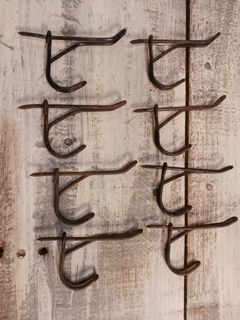 8 Vintage Metal Threaded Wire Hooks Coat hooks Farmhouse antique wire coat hook