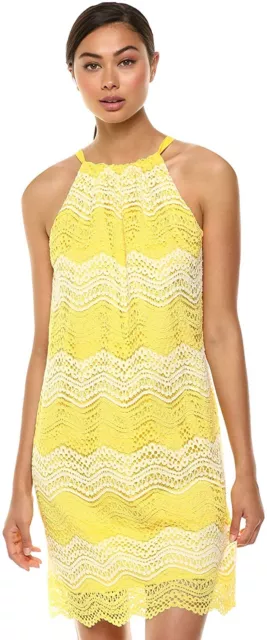 Trina Turk Sz S Retreat Sheath Dress Halter Buttercup Yellow Lace $178 NEW!