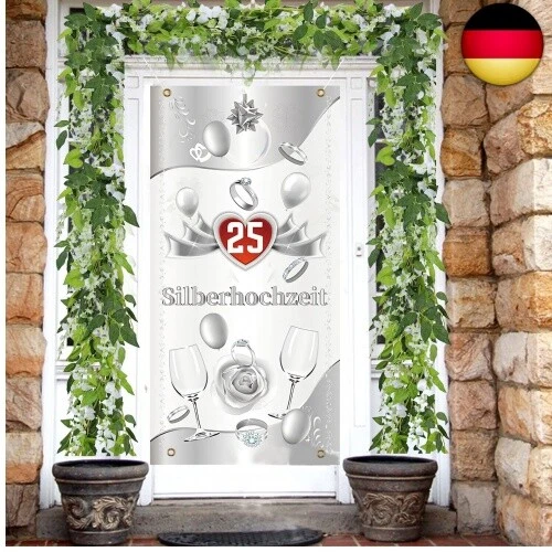 Silberhochzeit Deko-Set – Banner 270x35 Cm + 12 Luftballons, Für 25. Hochzeitstag