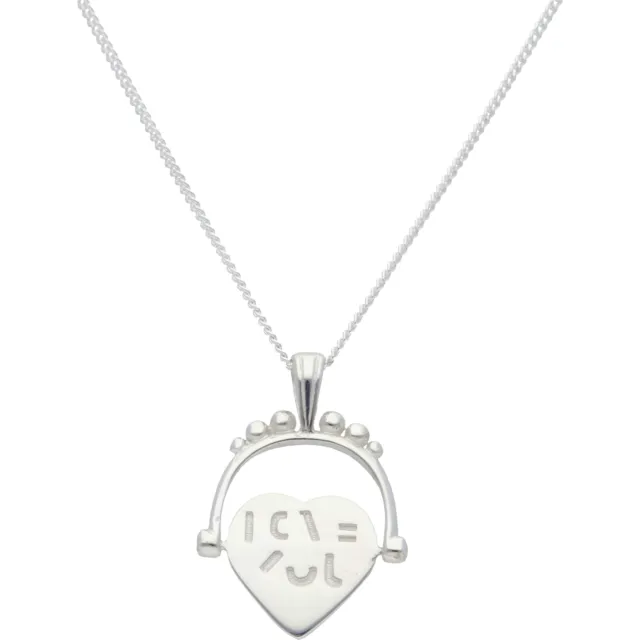 New Sterling Silver I Love You Spinner Heart & 18" Necklace 455mm(18") Silver...