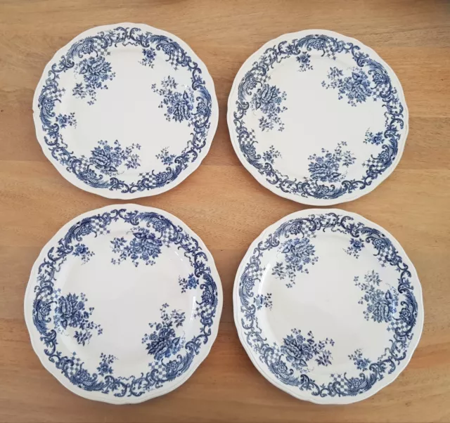 Villeroy & Boch Lot 4 Assiettes Plates Valeria Fleurs Bleues