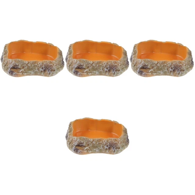 4 pz alimentatore rettile resina verme roccia piatto rettile roccia cibo piatto acqua