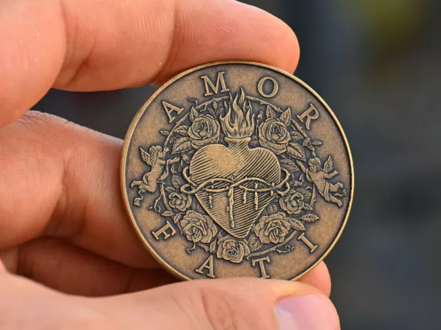 Amor Fati Coin | Daily Stoic Quote Medallion | EDC Reminder Challenge Coin