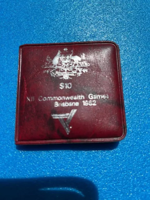 1982 $10 Dollar Silver Coin C'wealth Games Brisbane - Red Wallet - Low Mintage