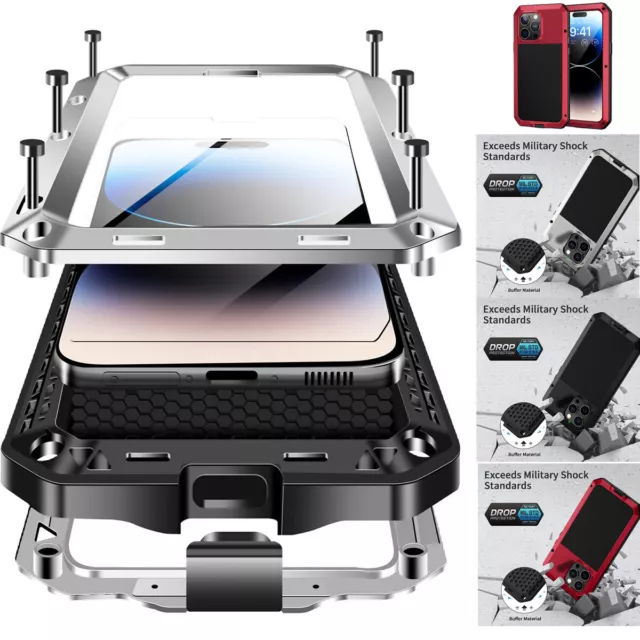 Heavy Duty Aluminum Metal Case Cover For iPhone 15 14 13 12 11 Pro Max X 8 7 6