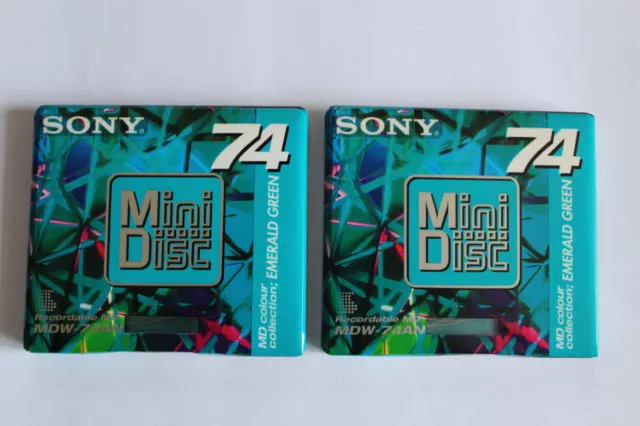 Mini Disc SONY MD recordable MDW-74 AN Emerald Green X2 / Neufs .