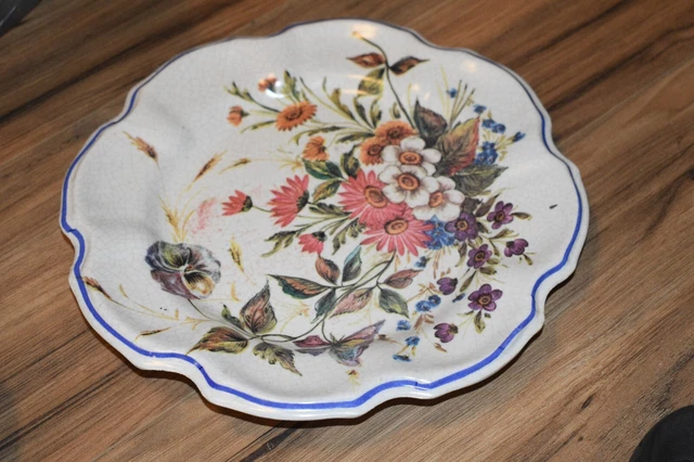 Vintage Lami Italy Decorative Wall Plates Floral Melamine Set of 2
