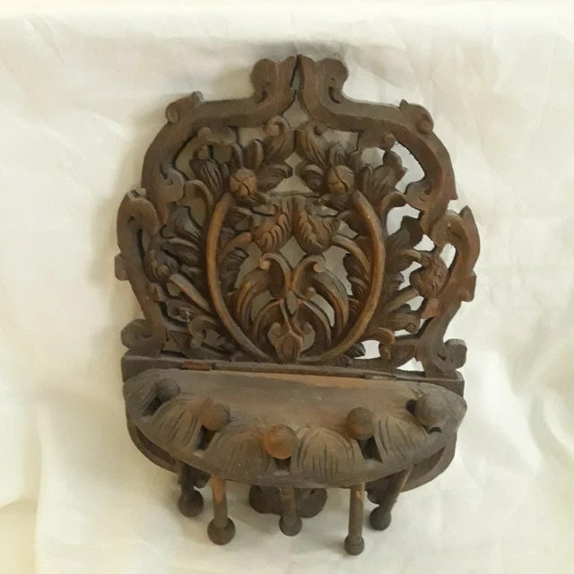 Primitive Naive Rustic Country Wall Shelf Farmhouse Rack Hook Coat