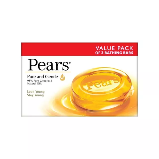 Pears Moisturising Bathing Bar Soap with Glycerine Pure & Gentle (pack of 3)