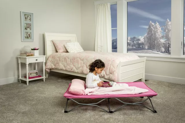 Cama portátil para niños pequeños Regalo My Cot, incluye sábana ajustada, rosa