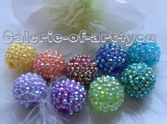 2-10 Shamballa Perles 20mm Perles Bijoux Ton Strass Polymère Clay