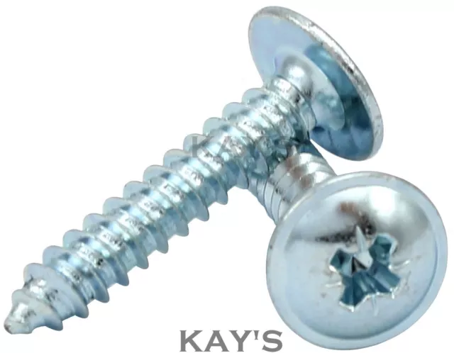 FLANGED HEAD SELF TAPPING SCREWS, POZI FLANGE TAPPERS, ZINC PLATED, No.4,6,8,10