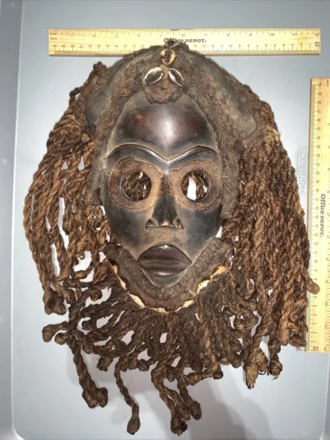 Dan Mask with Cowries and Rope Beard African mask great size OFFERS #29
