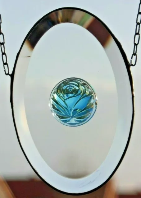 Bleiverglasung Fensterbild Suncatcher "Rosen Relief auf Facette" in Tiffany