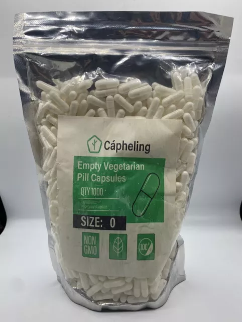 Cápsulas de Píldora Vegetariana Blanca Vacía Cápheling Qty 1000 Talla 0 Nuevas