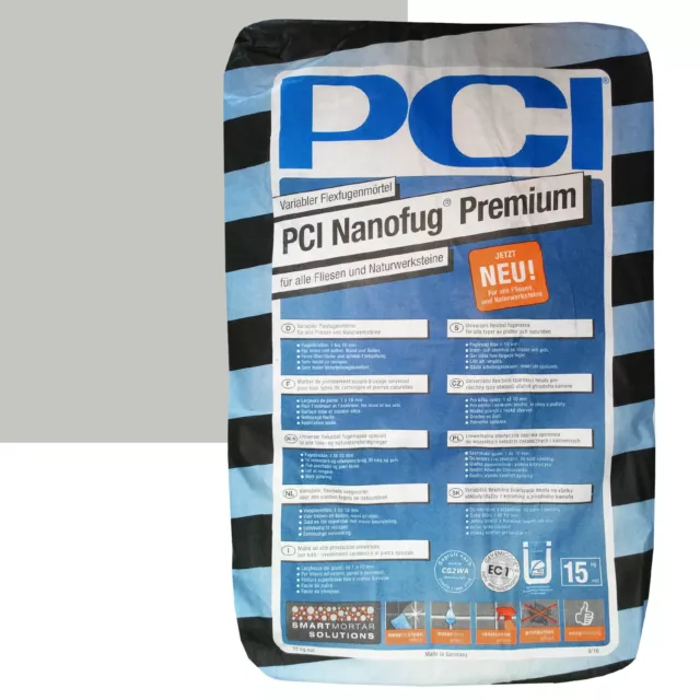 Mortero de juntas flexibles variable PCI Nanofug Premium GRIS CLARO 15 kg