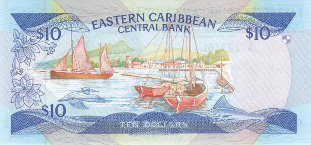 East Caribbean States St. Lucia 10 Dollars ND (1985-1993) P23l1 UNC 2