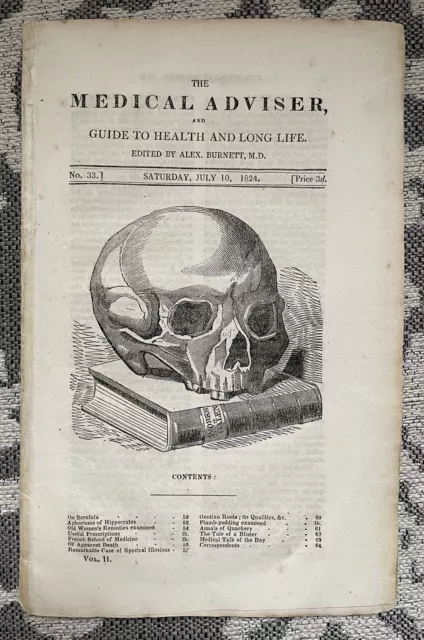 Antique 1824 Medical Advisor Guide to Health and Long Life Pamphlet Pages Oddity