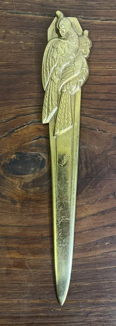 Ouvre-lettre Ancien En Bronze – Modèle Plume Patte De Poule – France