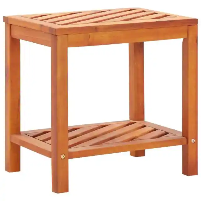 Solid Acacia Wood Side Table with Shelf Garden Patio End Coffee Table vidaXL