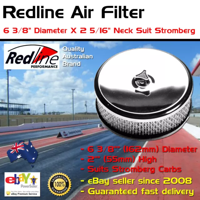 New Redline Air Filter Cleaner 6 3/8" Dia X 2 5/16" Neck Suit Stromberg