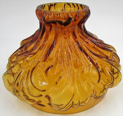 4" Amber Glass Plume Motif Miniature Student GWTW Oil or Kerosene Lamp Shade