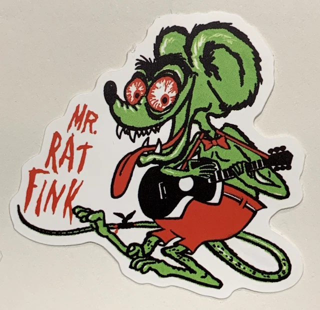 Mr. Rat Fink with Guitar R.F. Vinyl Decal Sticker Rat Rod Ed Roth " Big Daddy "