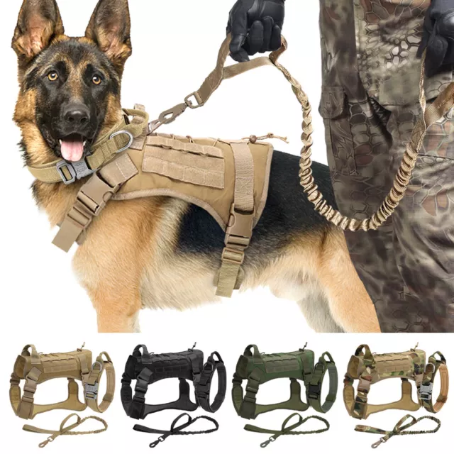 Tactical Dog Harnesses Military Pet Training Vest and Lead Set German Shepherd