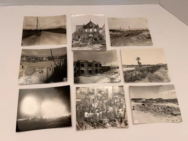 9 Official US War Department WWII ERA Photos Philippines Luzon Manila Etc Lot #3